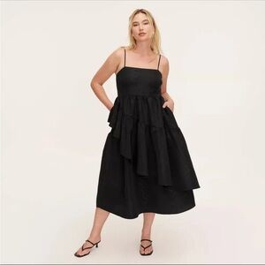 Kate Spade New York x Target Black Women's Tiered Ruffle Midi Dress, Women's S